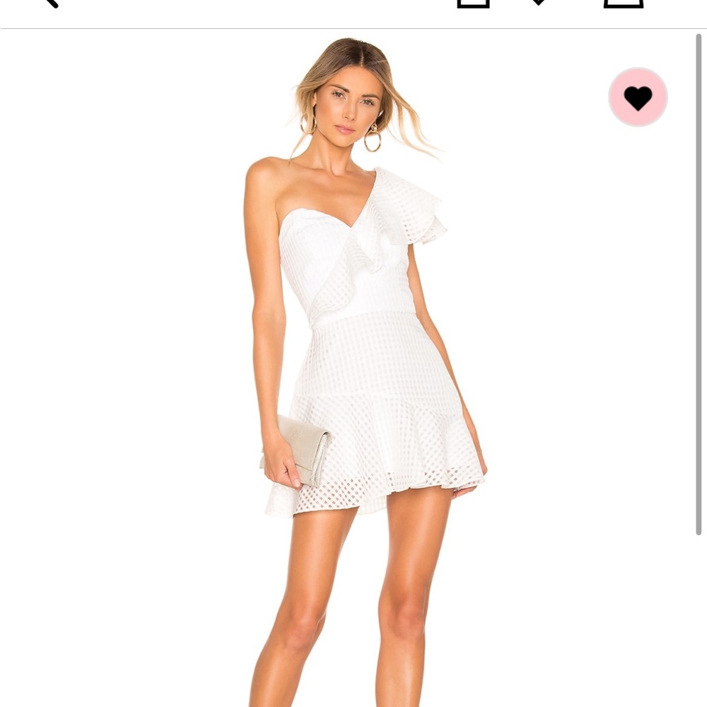 Never worn- XS ruffle one shoulder white mini dress by Amanda uprichard